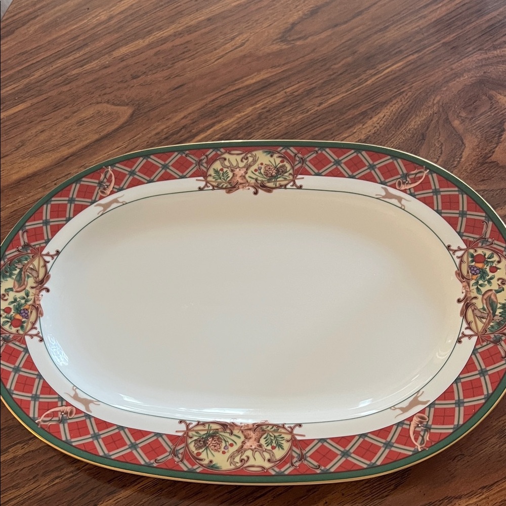 Noritake Red and Green Oval Serving Platter